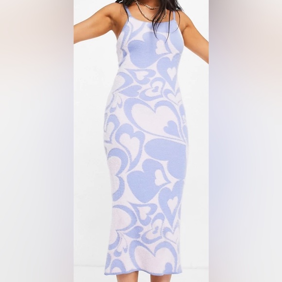 Vintage supply purple and blue heart swirl knit dress - Picture 1 of 2
